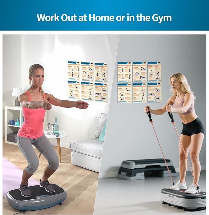 Whole Body Vibration Plate Exercise Poster Set - 6 Workout Guides & 2 Customizable 30-Day Plans for Home & Gym Use-Ruum Studio Home