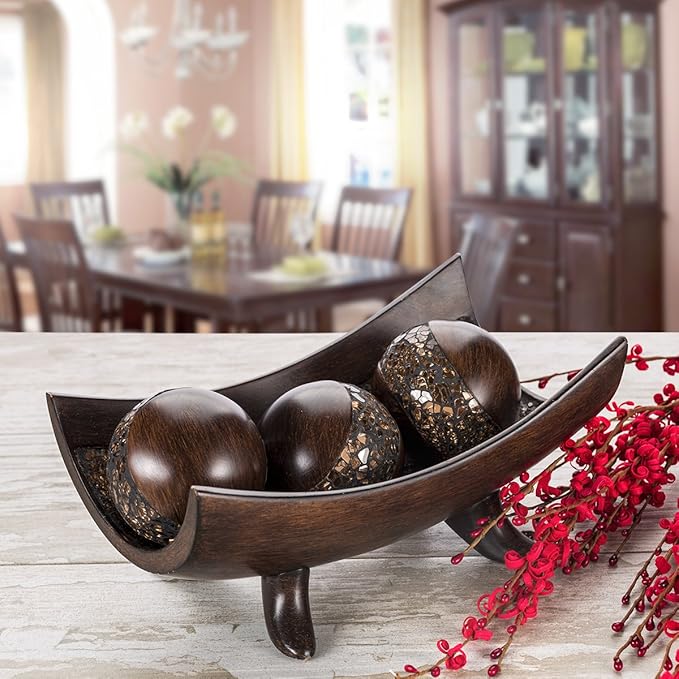 Creative Scents Schonwerk Brown Decorative Bowl for Home Decor - Dining Room Centerpiece - Coffee Table Decor for Living Room - 10" Resin Bowl - House Decor Decorations or Key Bowl for Entryway-Ruum Studio Home