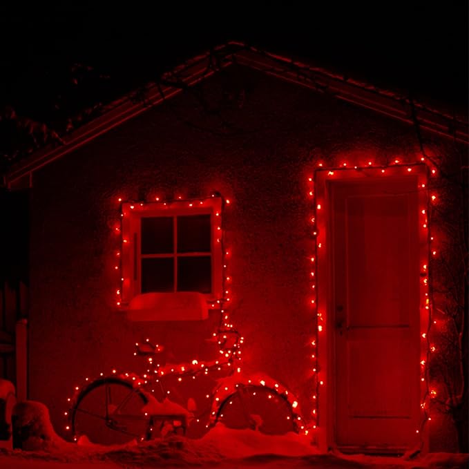 HOME LIGHTING 66ft Christmas Decorative Mini Lights, 200 LED Green Wire Fairy Starry String Lights Plug in, 8 Lighting Modes, Waterproof for Indoor Outdoor Xmas Tree Wedding Party Decoration (Red)-Ruum Studio Home