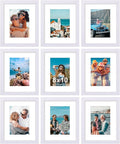 Vittanly 8x10 Picture Frames Set of 9, Shatter Resistant Plexiglass, Display 5x7 Pictures with Mat or 8x10 without Mat, Photo Frames for Wall or Tabletop, Engineered Wood, White-Ruum Studio Home