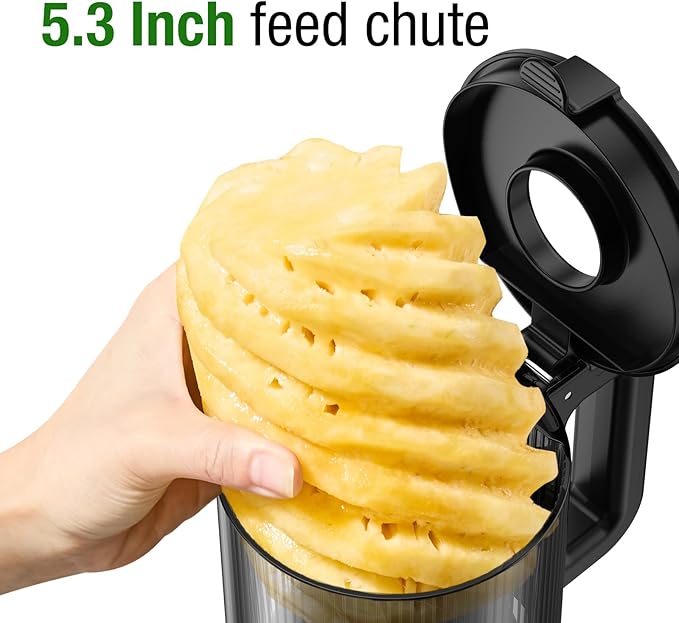Juicer Machines, TUUMIIST Cold Press Juicer with 5.3" Extra Large Feed Chute Fit Whole Fruits & Vegetables Easy to Clean, High Juice Yield, BPA Free (Gun Grey)-Ruum Studio Home