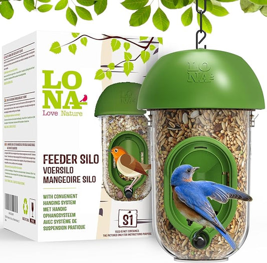 LONA Bird Feeders for Outdoors, Tube Feeder Weatherproof with Multiple Hanging Methods, Wild Bird Feeding Silo for Outside, 1 Port-Ruum Studio Home