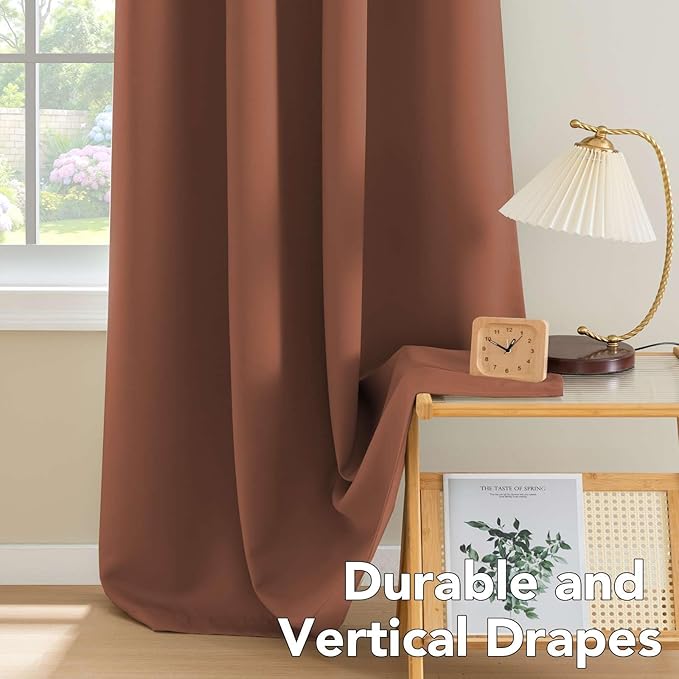 H.VERSAILTEX Room Darkening Curtains for Living Room Light Reducing Thermal Insulated Window Treatment Panels/Drapes Grommet Top 2 Panels (Washed Spice - 52 x 84 Inches)-Ruum Studio Home