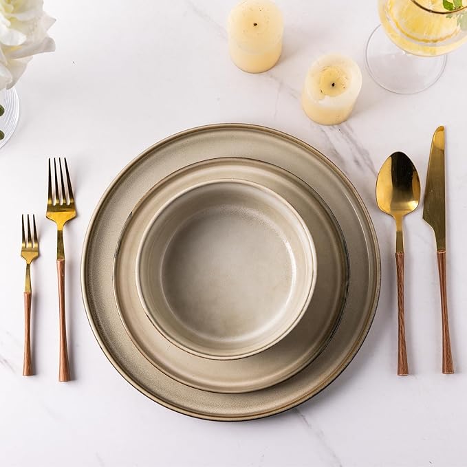 GBHOME Ceramic Dinnerware Sets for 12, 36 Pieces Stoneware Plates and Bowls Sets, Reactive Glaze Dishes -Scratch Resistant, Dishwasher&Microwave Safe-Ruum Studio Home