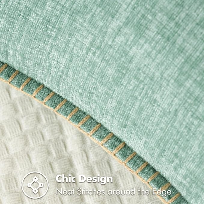 MIULEE Pack of 2 Couch Throw Pillow Covers 18x18 Inch Greyish Green Farmhouse Decorative Pillow Covers with Stitched Edge Soft Chenille Solid Dyed Spring Pillow Covers for Sofa Bed Living Room-Ruum Studio Home