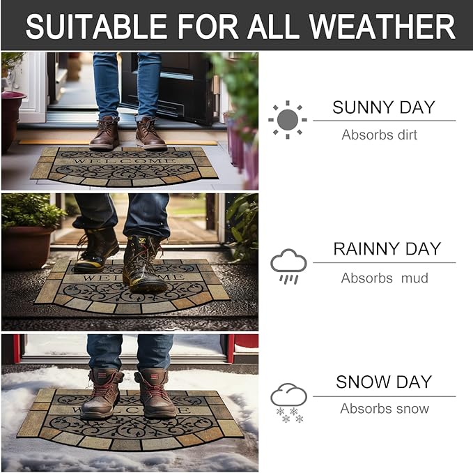 CHICHIC Entrance Door Mat Large 24 x 36 Inch Entry Way Doormat Front Door Rugs Outdoors Heavy Duty Welcome Mat, Non Slip Rubber Back Low Profile for Garage, Patio, High Traffic Area, Vine-Ruum Studio Home