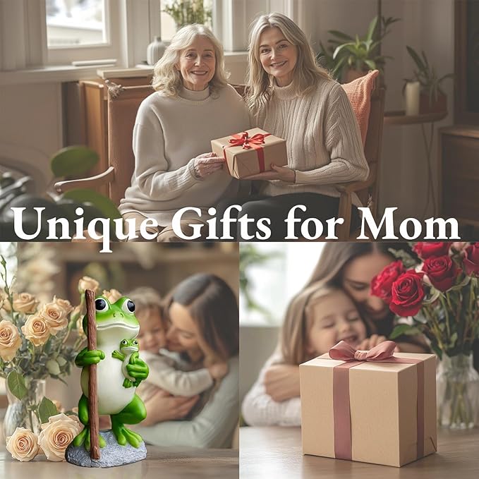Frog Statue Garden Decor, Resin Mother and Baby Frog Figurines Outdoor Decorations, Frog Decor for Yard Art Porch Lawn Ornaments, Unique Housewarming Gifts-Ruum Studio Home