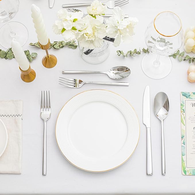 KINGSTONE Silverware Set with Serving Utensils, 45-Piece Forged Flatware Set Cutlery Set Premium Stainless Steel, Service for 8, for Kitchen, Home, Wedding, Party, Mirror Polished and Dishwasher Safe-Ruum Studio Home