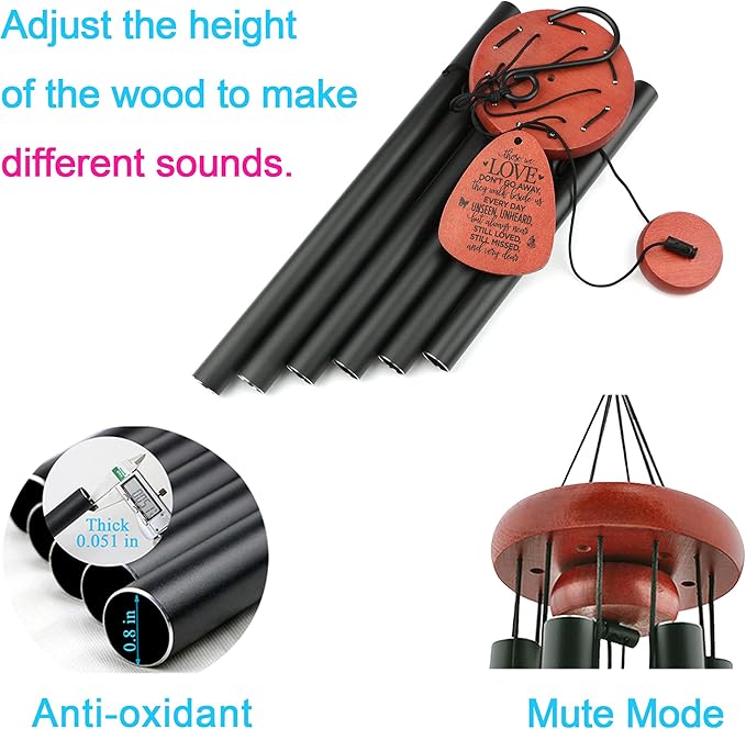 Memgift Memorial Wind Chimes for Outside – Sympathy Gift for Loss of Loved One, Outdoor Keepsake in Memory of Dad Mom Daughter Son-Ruum Studio Home