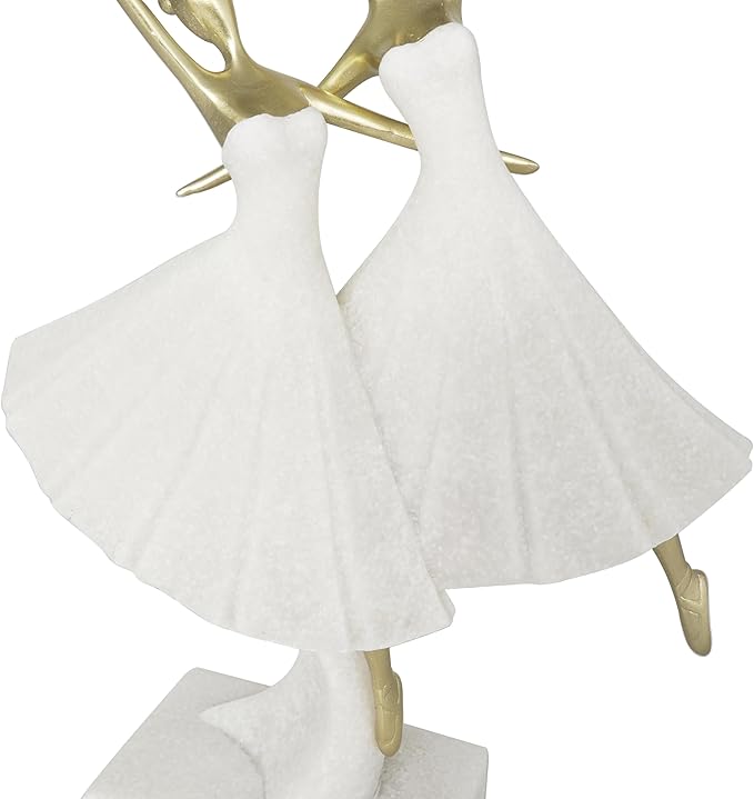 Deco 79 Polystone Dancer Decorative Sculpture Ballet Home Decor Statue with Gold Accents, Accent Figurine 9" x 4" x 13", Cream-Ruum Studio Home
