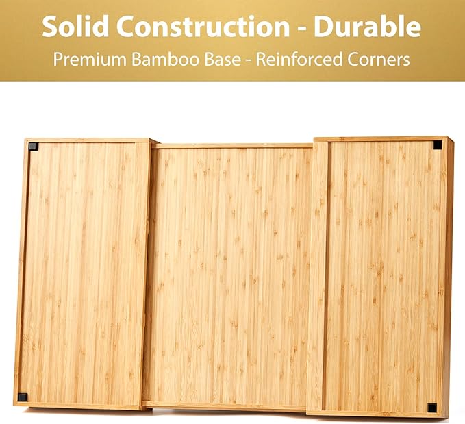 Umilife Extra Large Expandable Kitchen Drawer Organizer for Utensil and Junk, 19" Deep for Big Drawer, 17" to 28" Adjustable Bamboo Wood Drawer Divider, Cutlery Tray, Flatware Holder-Ruum Studio Home