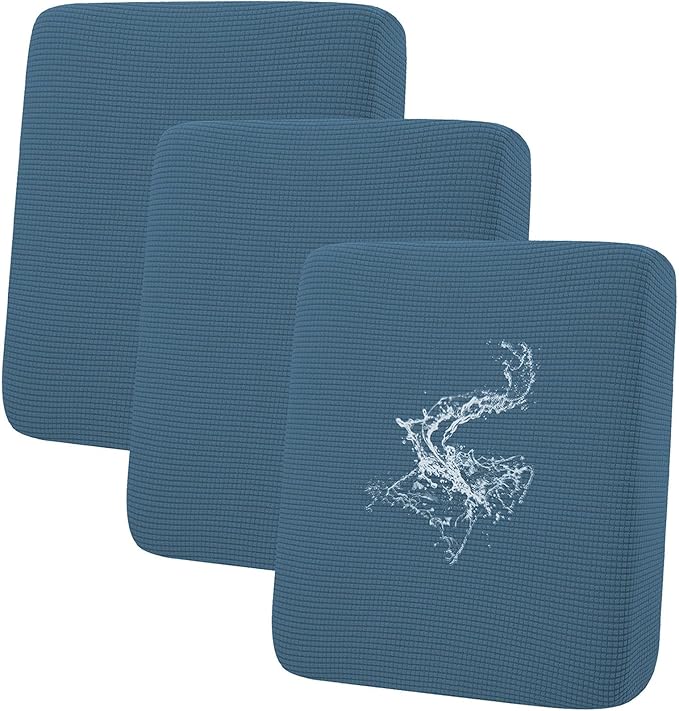 hyha Waterproof Couch Cushion Covers for Pets, Non Slip Sofa Seat Cover for Dogs Washable, Soft Thick Stretch Jacquard Fabric, Sofa Slipcovers with Elastic Bottom (3 Pieces, Blue)-Ruum Studio Home