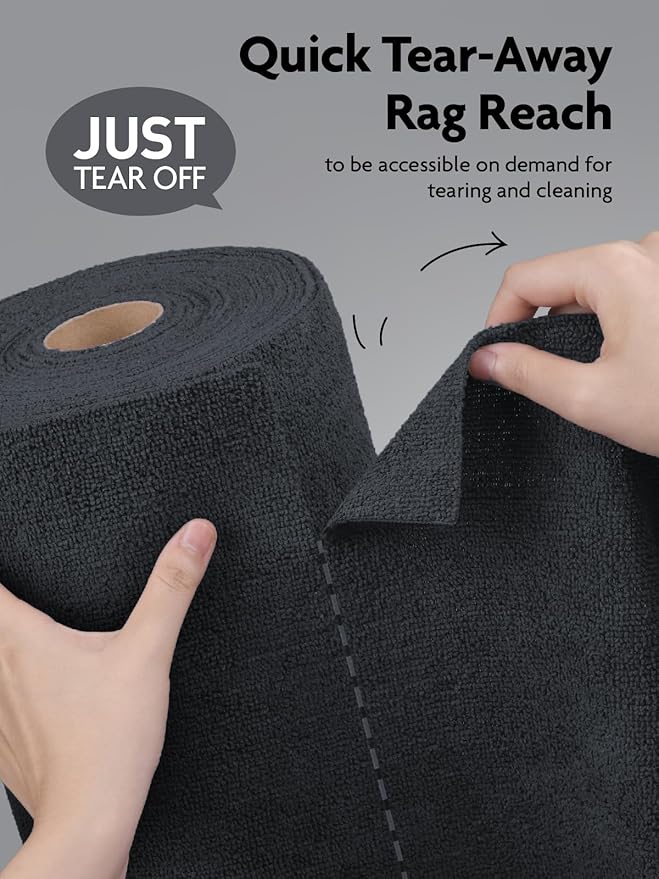 Fantasticlean Microfiber Cleaning Cloth Roll -75 Pack, Tear Away Microfiber Towels, 12" x 12", Reusable, Washable, Scratch Free, Ultra Absorbent Dish Rags for Car, Home, Garage or Shop (DimGray)-Ruum Studio Home