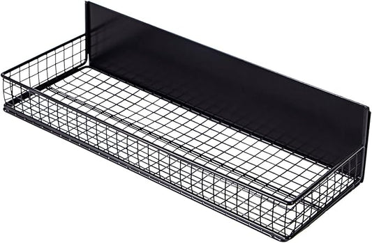 Magnetic Shelf for Fridge Magnetic Basket Organizer Wire Mesh Magnetic Holder Magnet Shelf Accessories for Office Kitchen Classroom Storage, Black-Low, 13.77" x 5.11" x 1.7-Ruum Studio Home