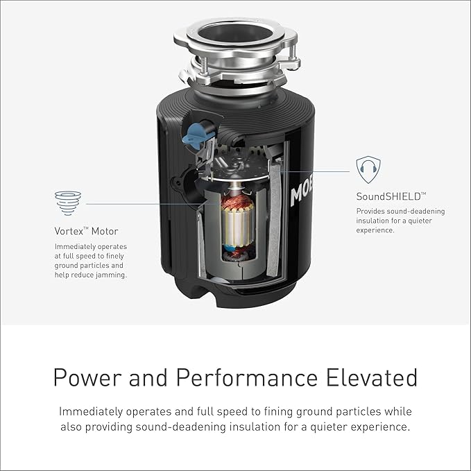 Moen Prep Series PRO Continuous Feed Compact Garbage Disposal for Kitchen Sink with Power Cord, GXP50C-Ruum Studio Home