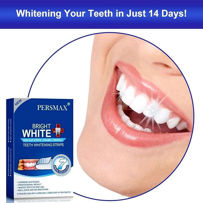 Teeth Whitening Strips for Teeth Sensitive, Non-Slip Enamel-Safe Strips, Professional and Safe Teeth whitening Strips, for Smoking/Coffee/Soda/Wine Stain, 14 Treatments 28 Strips (Mint)-Ruum Studio Home