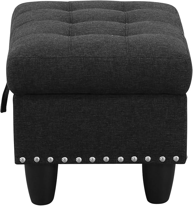 Ottoman Rectangular Storage Ottoman Bench, Footrest Stool Footstool with Lid for Living Room, Bedroom, Entryway, Brown, 28.5"x19.5"x17.5"-Ruum Studio Home