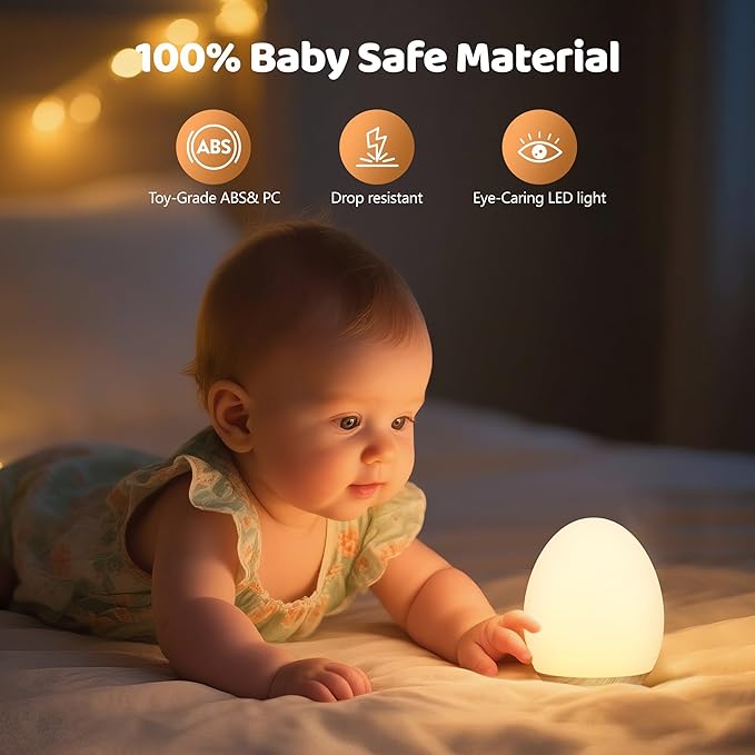 MediAcous Night Lights for Kids Room, Baby Night Light with 7 Colors Changing & Dimming Function, Rechargeable Kids Night Light with 1 Hour Timer & Touch Control, Up to 100H, Wood Grain-Ruum Studio Home