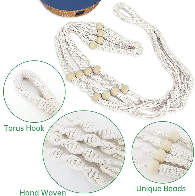 ZMTECH 2 Pack 10 Inch Blue Hanging Planters with Macrame Plant Hanger for Indoor and Outdoor Plants, Self Watering, Drainage Hole, Visible Level Tray-Ruum Studio Home