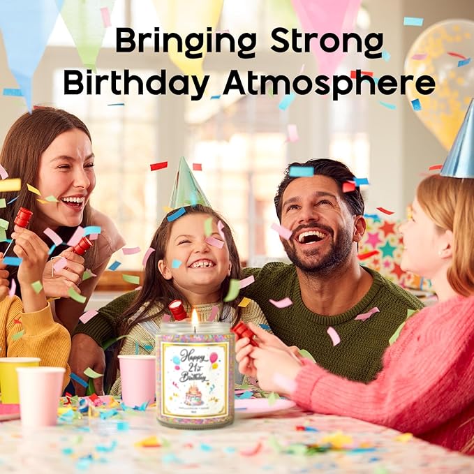 21st Birthday Candles Gifts for Women- 9 oz Happy Birthday Candle with Vanilla Birthday Cake Scent, Gifts for Women & Men, Friendship Ideas-Ruum Studio Home