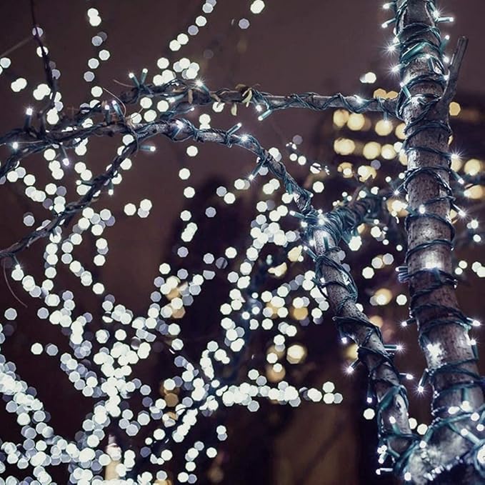 HOME LIGHTING 66ft Christmas Decorative Mini Lights, 200 LED Green Wire Fairy Starry String Lights Plug in, 8 Lighting Modes, for Indoor Outdoor Xmas Tree Wedding Party Decoration (White)-Ruum Studio Home