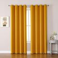 ChrisDowa Room Darkening Curtains 90 Inches Long 2 Panels Set for Living Room, Grommet Thermal Insulated Blackout Curtains for Bedroom (Mustard Yellow, 52 x 90 Inch)-Ruum Studio Home