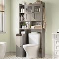 Itaar Over The Toilet Storage Cabinet, Over Toilet Bathroom Organizer with Glass Doors & Toilet Paper Holder Stand, Home Space-Saving Toilet Rack, for Bathroom, Restroom, Laundry, Grey-Ruum Studio Home