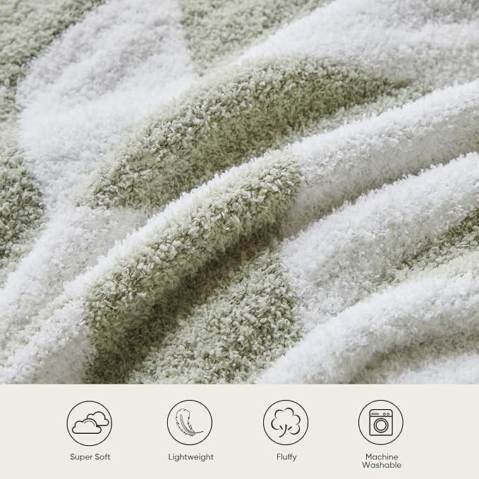 Snuggle Sac Sage Green Bedding Blankets Twin Size, Super Soft Warm Blankets Oversized Cozy Knit Fuzzy Blanket for Living Room, Chevron Green,60x80 inches-Ruum Studio Home
