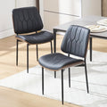 BV Mid Century Modern Dining Chairs Set of 2, Upholstered Pu Leather Accent Chair with Walnut Bentwood Back, Armless Kitchen Chair for Dining Room, Living Room, Kitchen, Black-Ruum Studio Home