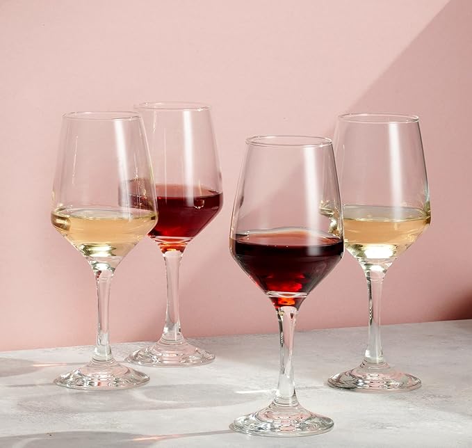Godinger Wine Glasses, Italian Made Red Wine Glasses, Wine Glass, Stemmed Drinking Glasses, Glass Cups - Made in Italy, 15oz, Set of 4-Ruum Studio Home