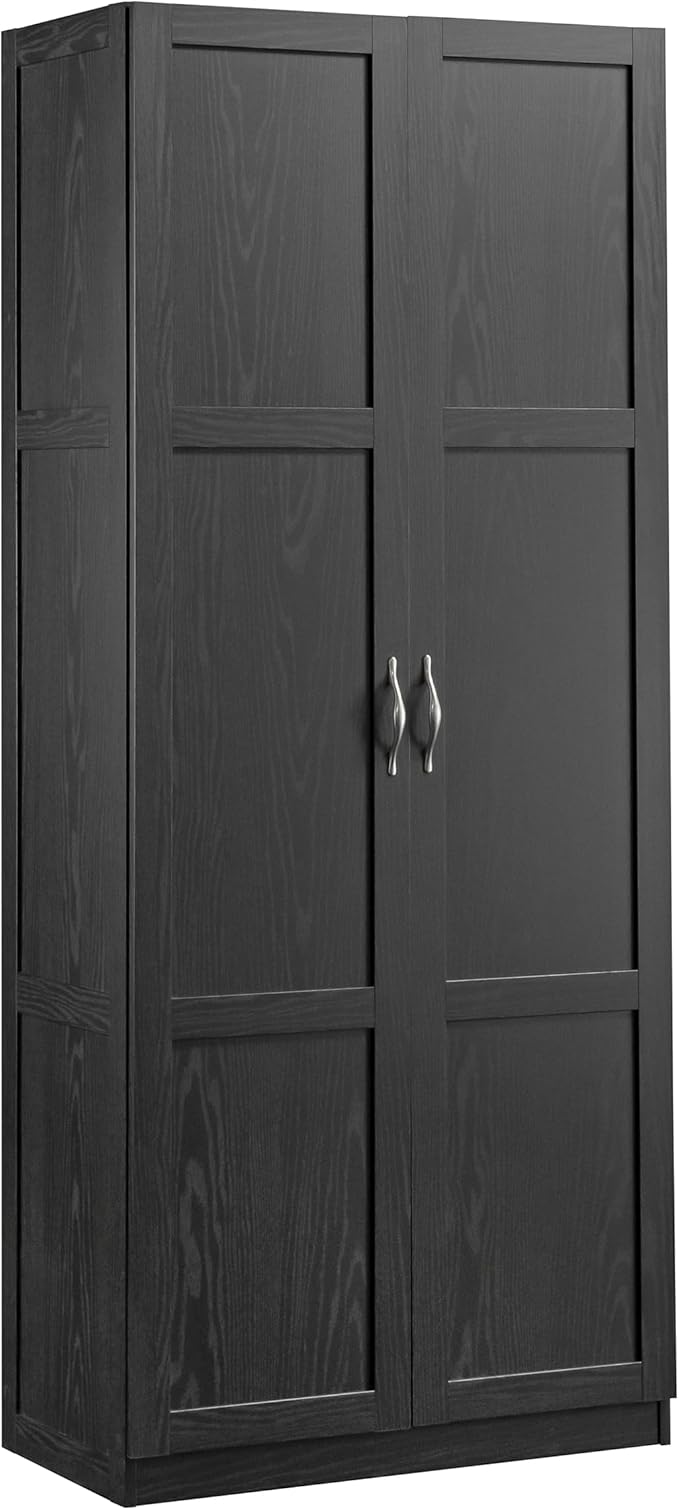 Sauder Tall Storage Cabinet, Black, 4 Adjustable Shelves, Multi-Room Use-Ruum Studio Home