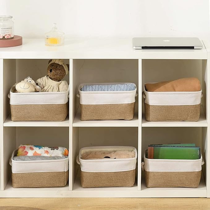 Small Baskets for Organizing, [6 PCS] Collapsible Storage Baskets for Shelves, Storage Bins Boxes Cubes for Clothes Books-Ruum Studio Home