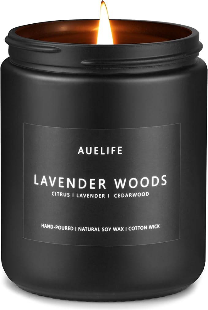 Scented Candles for Men | Lavender & Wood Candle - Candle for Men, Manly Candles for Home Scented, Man Gifts for Him/Friend, 7oz Black Jar-Ruum Studio Home