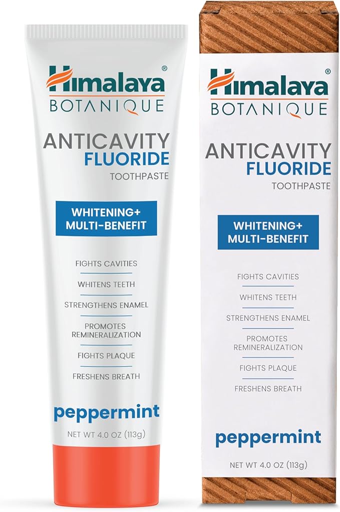 Himalaya Botanique Anticavity Fluoride Toothpaste, Fluoride with Multi-Benefit Support, Fights Cavities, Strengthens Enamel, Promotes Remineralization, Peppermint Flavor, 4 oz-Ruum Studio Home