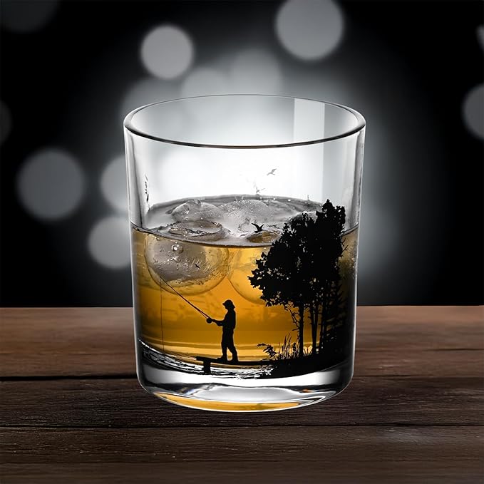 Old Fashioned Whiskey Glasses, Stemless Wine Glasses with Gift Box, 10Oz Rocks Glass for Scotch Cocktail Bourbon Vodka Liquor, Unique Gifts for Dad, Husband, Father's Day, Anniversary-Ruum Studio Home