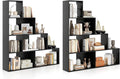 Tangkula 4-Tier Stepped Bookshelf, Freestanding 6 Cubes Ladder Bookcase with Anti-Tipping Kits, 64" Tall Modern Wooden Storage Display Rack for Home Office Living Room Study (2, Black)-Ruum Studio Home