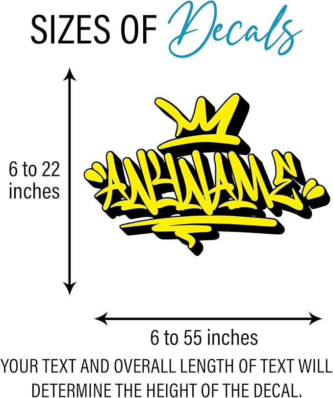 Custom Graffiti Name Wall Decal Personalized Graffiti Name Decal Graphics Large Vinyl Wall Decals for Home & Room Décor, Peel & Stick Wall Art for Kids & Teens Bedroom, Car, Vehicles-Ruum Studio Home