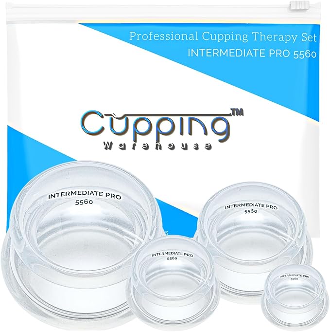 Cupping Warehouse Supreme 4 Intermediate Pro 5560 Beginner Silicone Cupping Set – 4 Cups for Body Sculpting, Massage Therapy, Pain Relief, Cellulite Reduction (S1.3, M1.6, L2.1, XL2.75)-Ruum Studio Home
