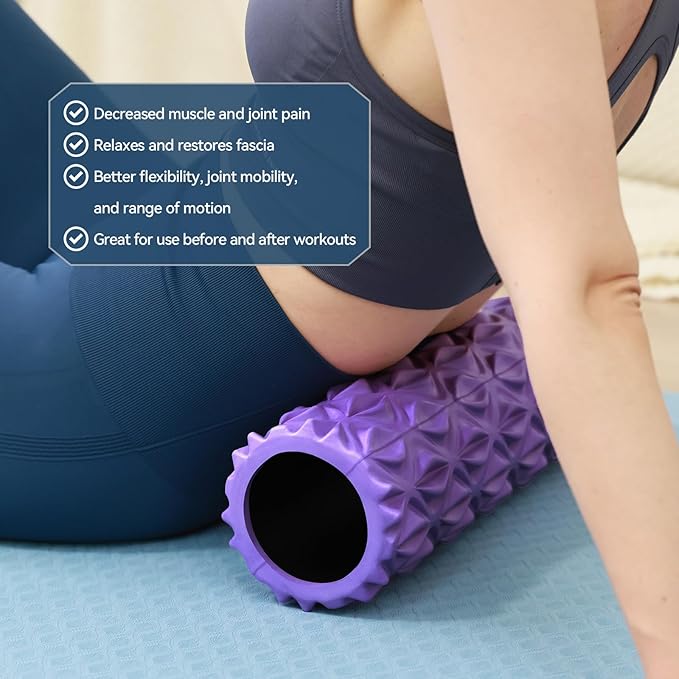 Foam Roller - 15 inch Deep Tissue Massager for Muscle Massage, Myofascial Trigger Point Release, Exercise, Yoga, Pilates & Stretching(Purple)-Ruum Studio Home