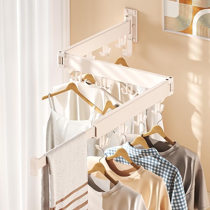 Clothes Drying Rack Wall Mounted,Drying Rack Clothing Wall Mount,Laundry Drying Rack,Collapsible Dying Racks for Laundry-Ruum Studio Home