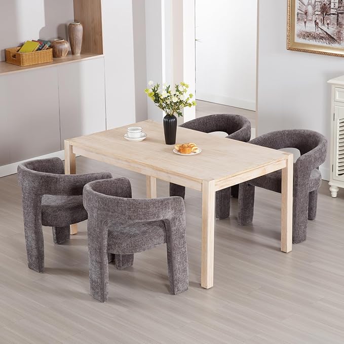 Charcoal Grey Chenille Dining Chairs Set of 2, Modern Barrel Dining Room Chairs Upholstered Accent Chair with Arms and Round Back for Living Room Kitchen Armchair No Assembly Needed-Ruum Studio Home