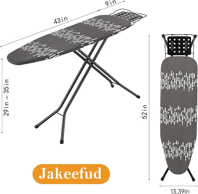 Deluxe Ironing Board with Heat Resistant Cover and Thicken Felt Pad, Safety Iron Rest, 4 Premium Steel Legs, Height Adjustable,Foldable-Ruum Studio Home