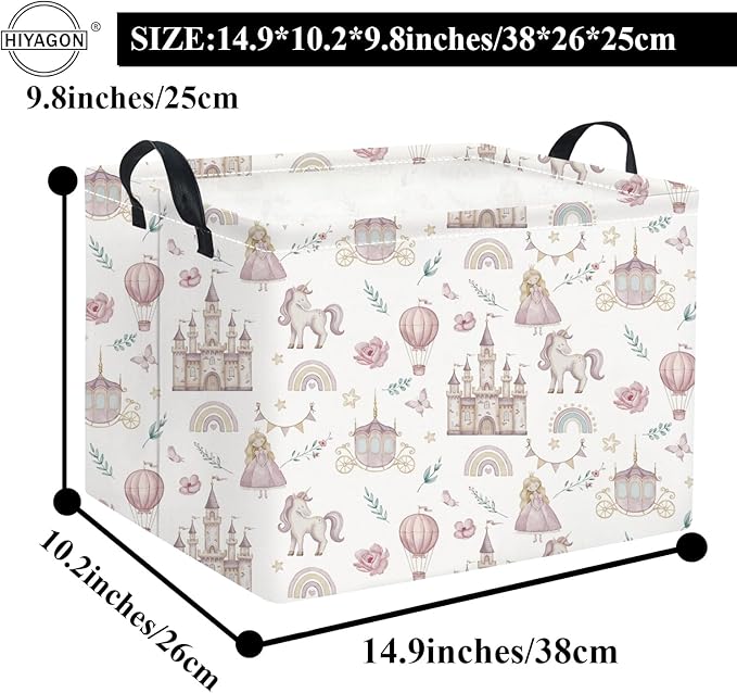 HIYAGON Rectangular Baby Girl Basket Kids Baby Storage Basket Toy Storage Bin Organizer Box Room Decor(Castle)-Ruum Studio Home