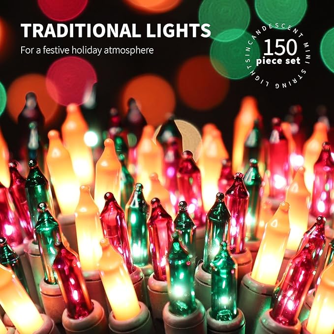 150LIGHTS Orange Purple and Green Extra-Bright with End Connectors Halloween Decorative Lights 9.72m UL Certified Mini String Light Set Waterproof for Halloween Home Garden Tree Party Patio-Ruum Studio Home