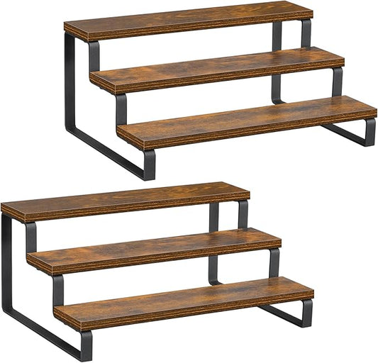 Giikin 3-Tier Spice Rack, 13.8 Inch Wood Countertop Spice Storage Holder, Kitchen Pantry Cabinet Organizer Cupboard for Spice Bottles, Jars, Seasonings, Baking Supplies, Metal Frame(Set of 2)-Ruum Studio Home