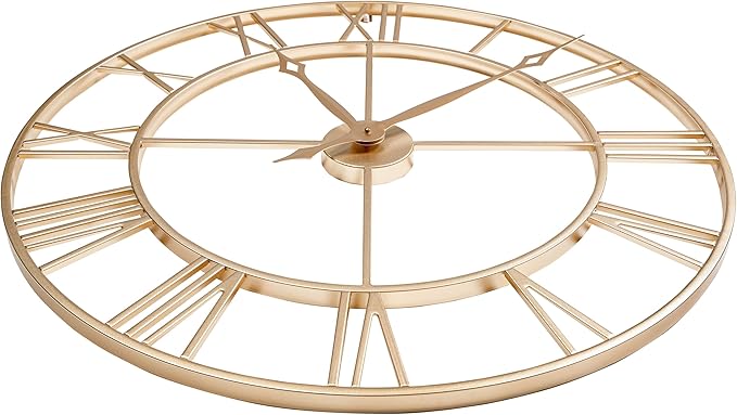 CLXEAST 30 Inch Wall Clock,Large Champagne Gold Metal Roman Numeral Wall Clock, Modern Wall Clocks for Living Room Decor,House Warming Gifts New Home-Ruum Studio Home