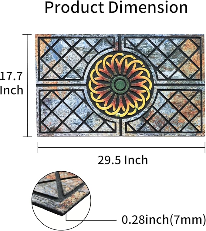 Door Mat Welcome Mat, Heavy Duty Door Mat 17.7 x 29.5 Inch Front Door Mat Rug Doormat for Outdoor Entrance Home Non-Slip Rubber Rug for Front Door, Outside, Entryway, Patio (Flower)-Ruum Studio Home