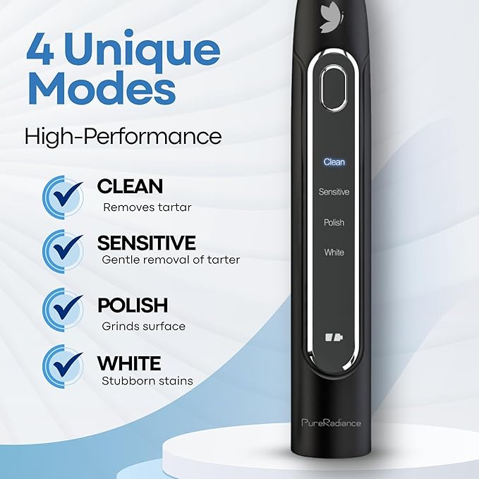 LED Whitening Electric Toothbrush – Waterproof, Sonic Brush with 6 LED Lights for Whitening, Soft Bristles, Rechargeable, Travel Case Included – Ideal Electric Toothbrush for Adults-Ruum Studio Home