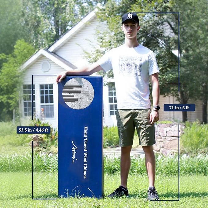 ASTARIN 78 Inch Wind Chimes for Outside with 6 Tubes Tuned Relaxing Melody, Extra Large Wind Chimes Outdoor Deep Tone for Patio, Backyard, Garden, and Outdoor Decor,Black-Ruum Studio Home