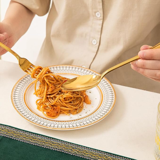 KINGSTONE Gold Silverware Set, 60-piece 18/10 Stainless Steel Flatware Set Cutlery Set for 12, for Kitchen, Home, Wedding, Party, Mirror Polished and Dishwasher Safe, Featured Gifts-Ruum Studio Home